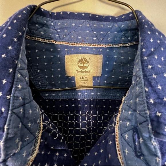 Timberland Shirt Men's Medium Blue/White Long Sleeve Button Down - Picture 7 of 7